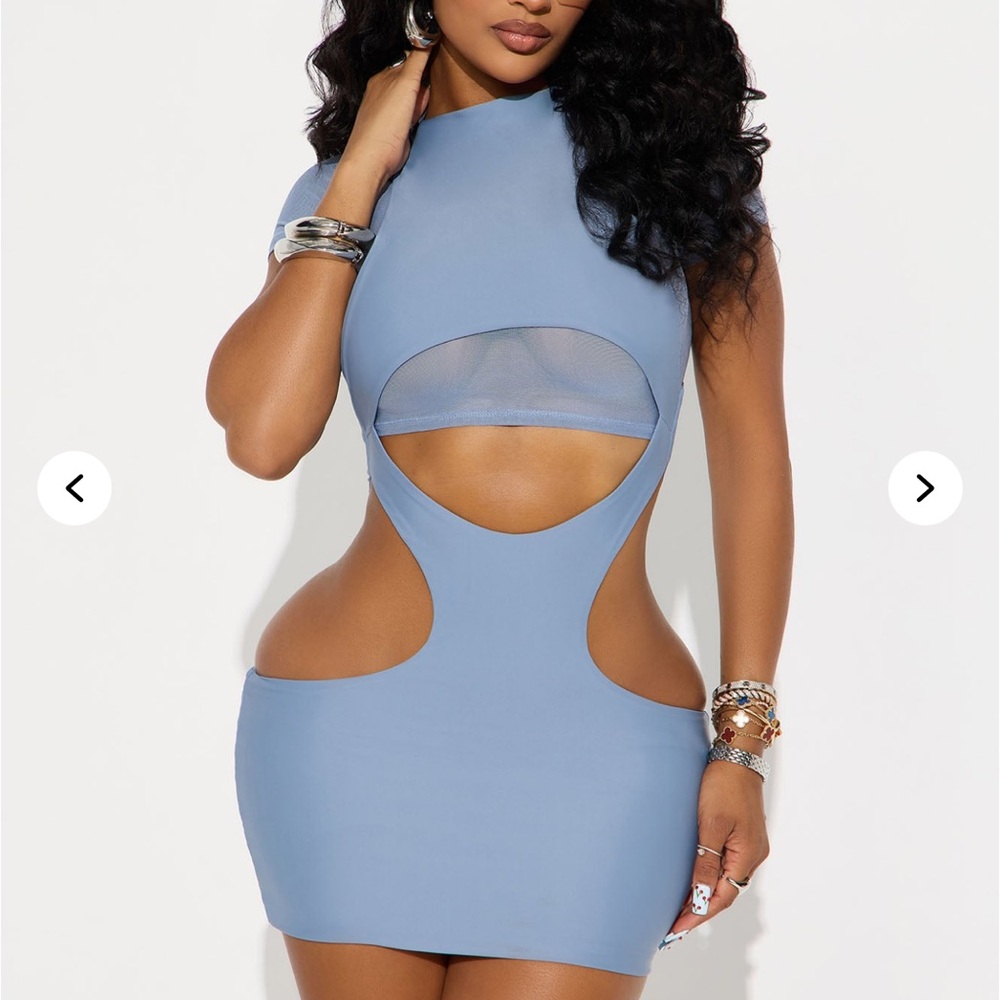 FASHION NOVA Blue Cutout Mini Dress